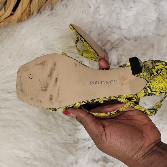 Gianni bini neveena yellow Reptile snake skin Strappy sandals - Picture 6 of 10